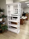 Стеллаж массив сосны Форест сквозной белый воск/антрацит(с крестом) белый