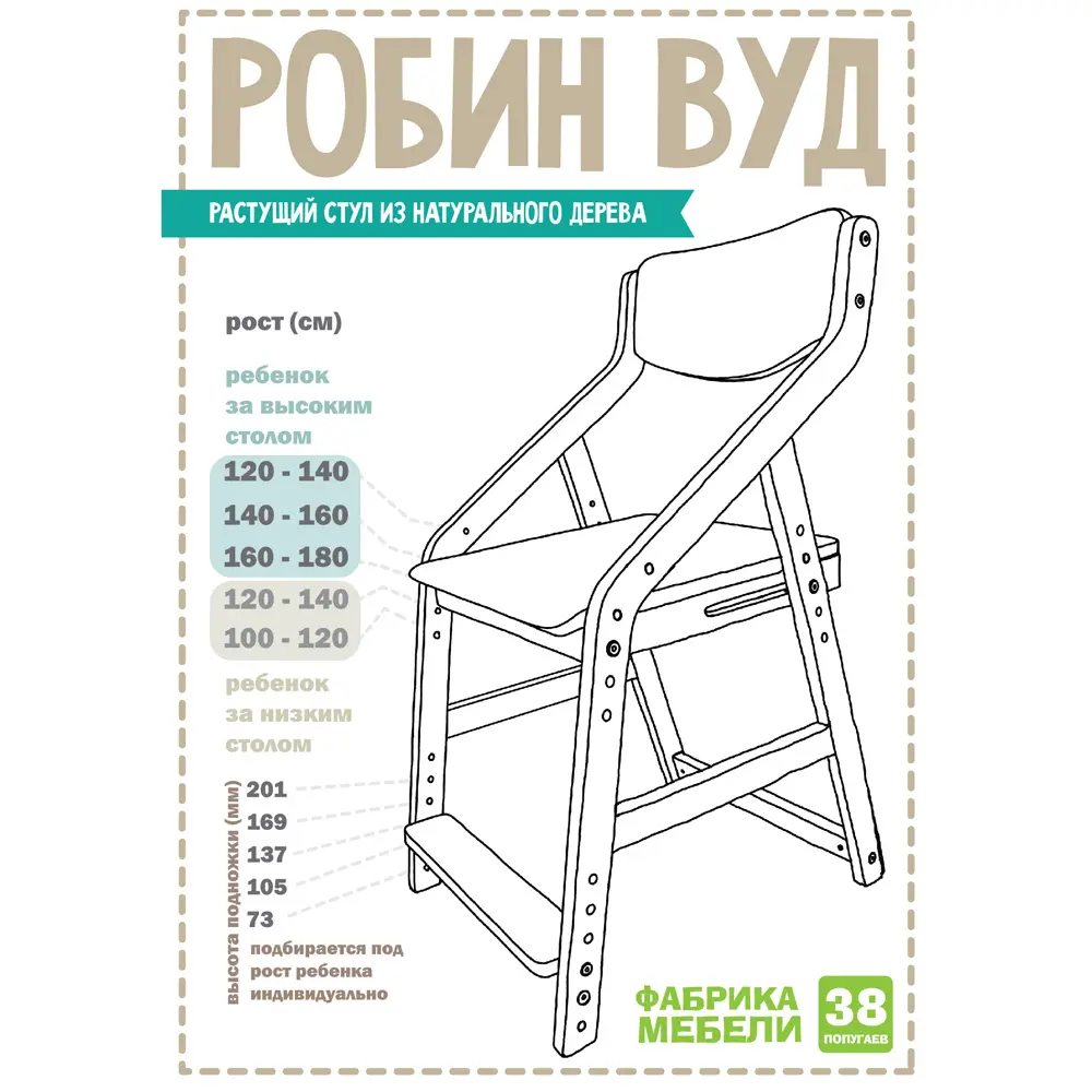 Стул деревянный голубой  Роберт Вуд аква