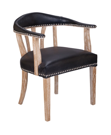 Мягкий стул с подлокотниками Tanner Black Leather