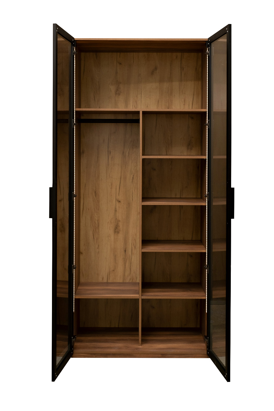 GD-10005-2 Шкаф Alto двухдверный c полками, цвет дуб Барокко, дверцы стекло 100*57*228.5см